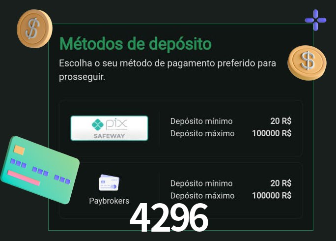 O cassino 4296 oferece uma grande variedade de métodos de pagamento